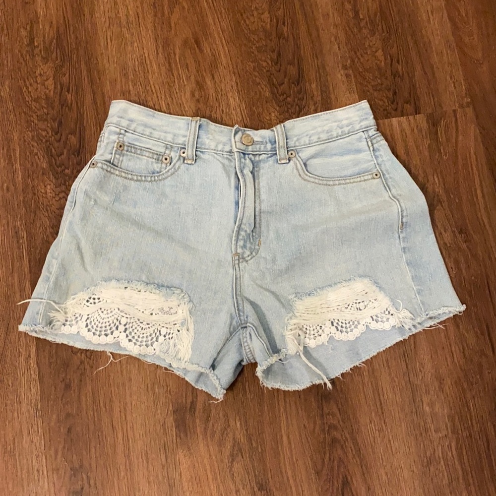 American Eagle Mom shorts with lace additions